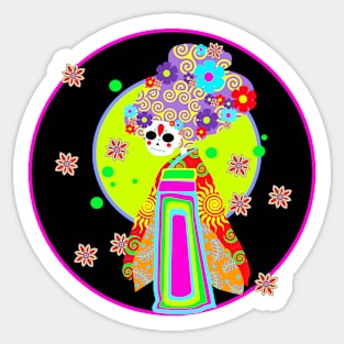 Latina Skeleton Geisha Sticker